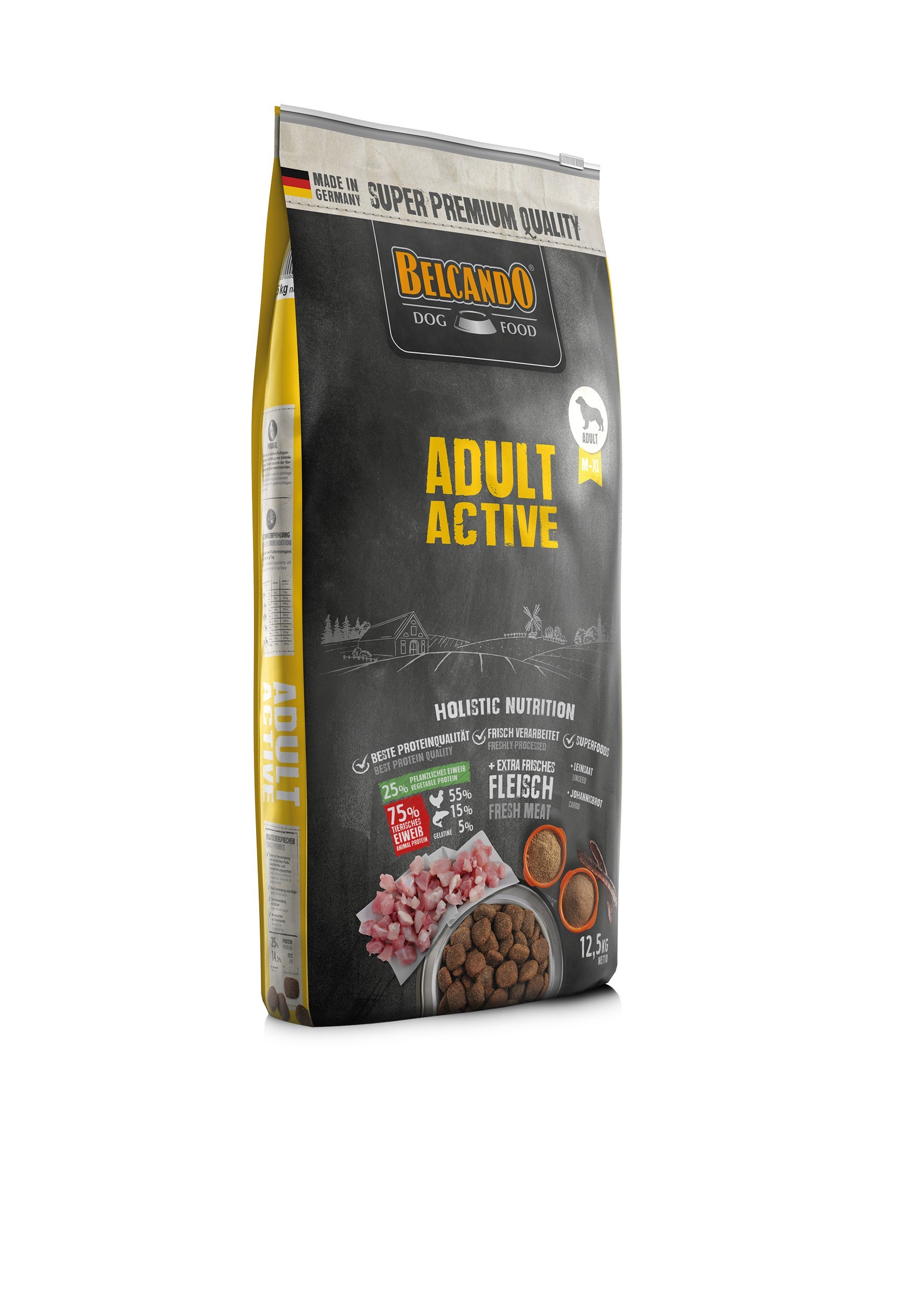 BELCANDO ADULT ACTIVE για ενήλικους σκύλους με έντονη δραστηριότητα, με φρέσκο κρέας πουλερικών  12,5kg